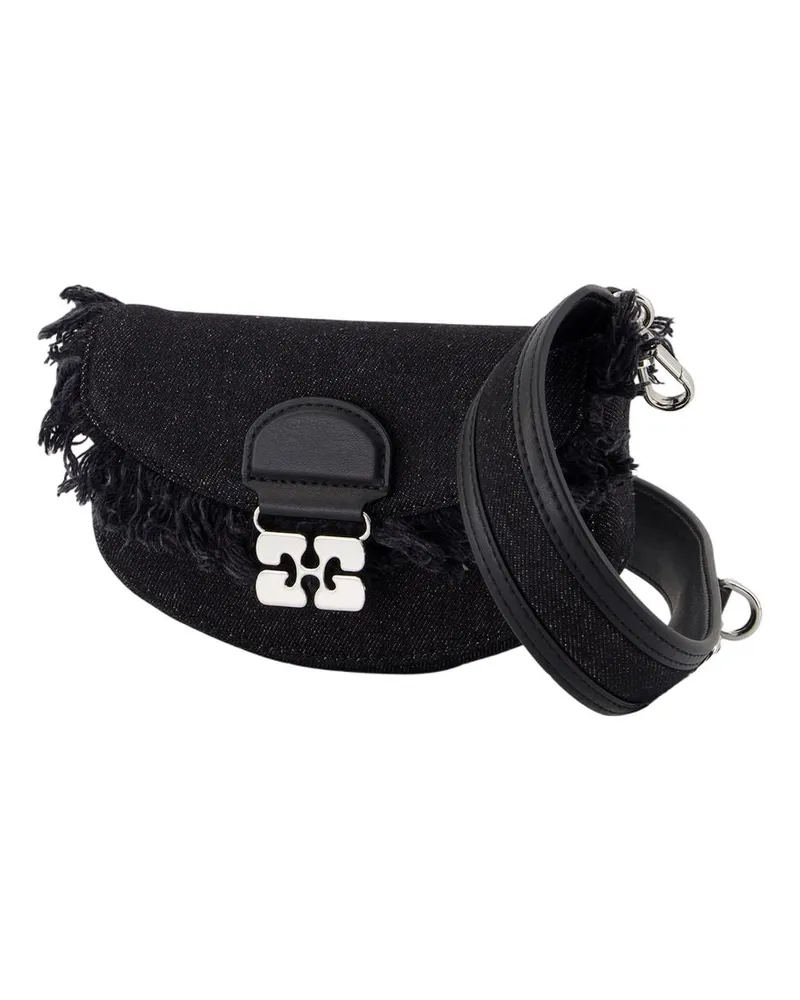Ganni Women's Apo G Wallet On Chain -  Cotton Black Bags Wallets-On-Chain Black