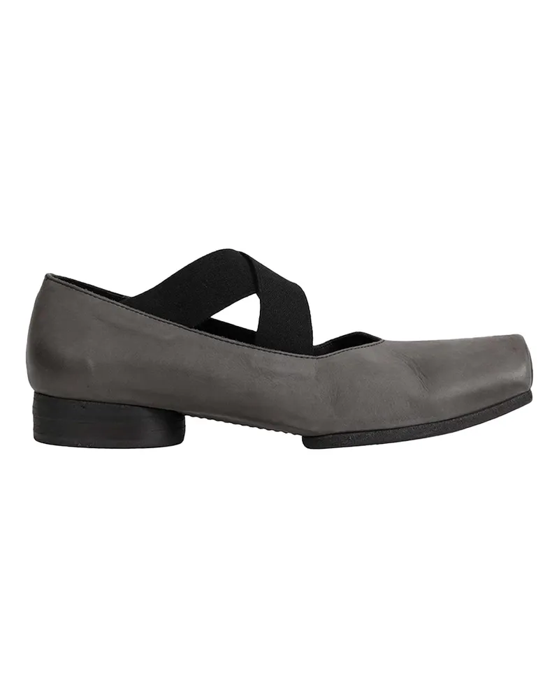 Uma Wang Calfskin Leather with Crossover Straps Ballet Flat — Gray Gray