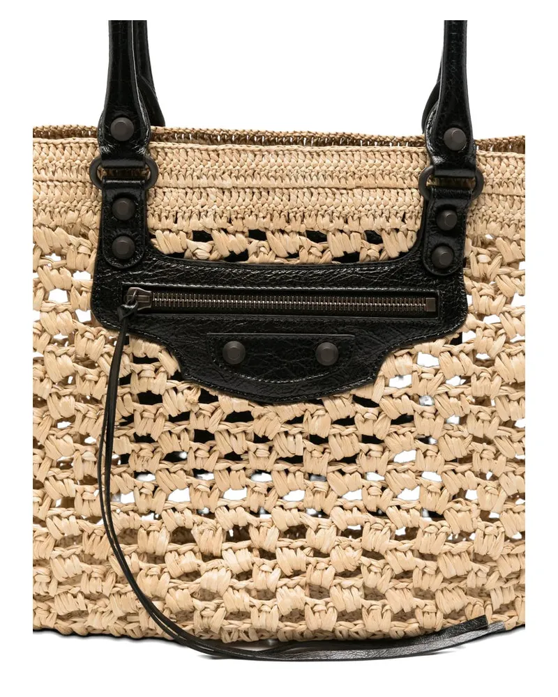 Balenciaga Raffia and Lambskin Tote Bag — Beige Beige