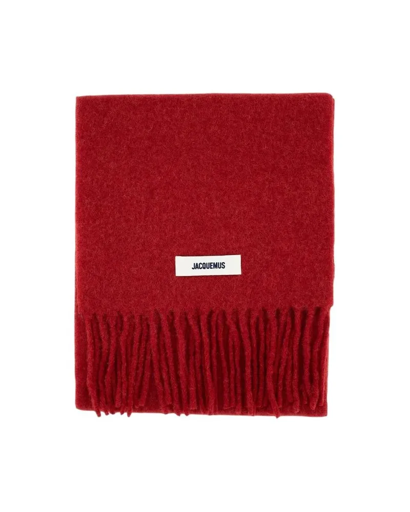 Jacquemus Unisex Scarf Red Mohair Accessories Wool Polyester Red