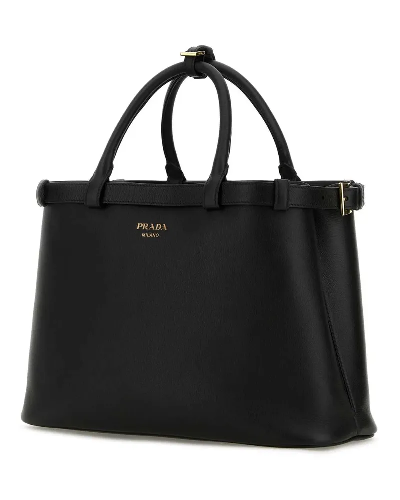 Prada Women's Black Leather Medium  Buckle Handbag Nero Calfleather Borse A Mano Bag Black
