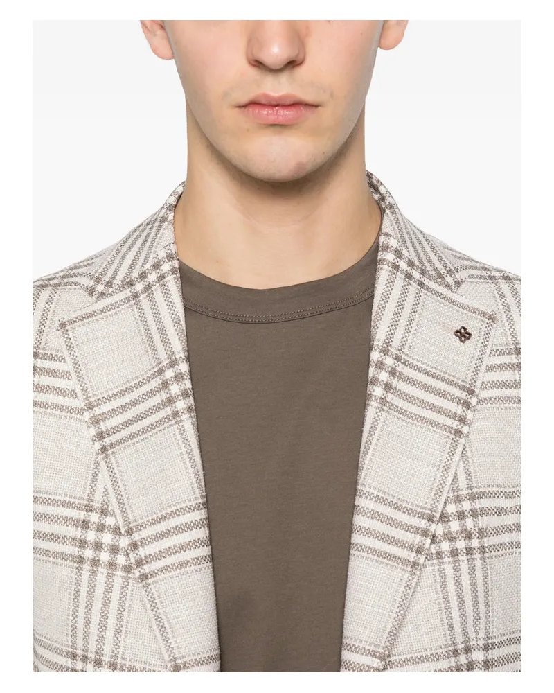 Tagliatore Check Pattern Blazer — Beige Beige
