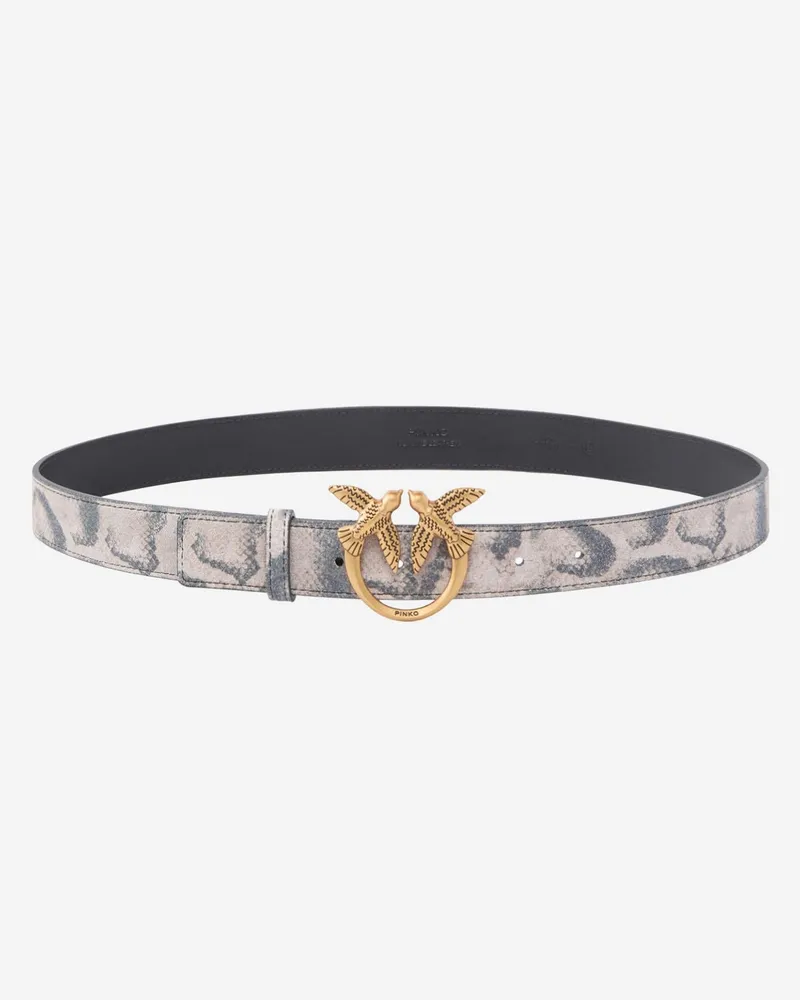 Pinko Women Leather Belt Animal Print Multicolour Multicolor