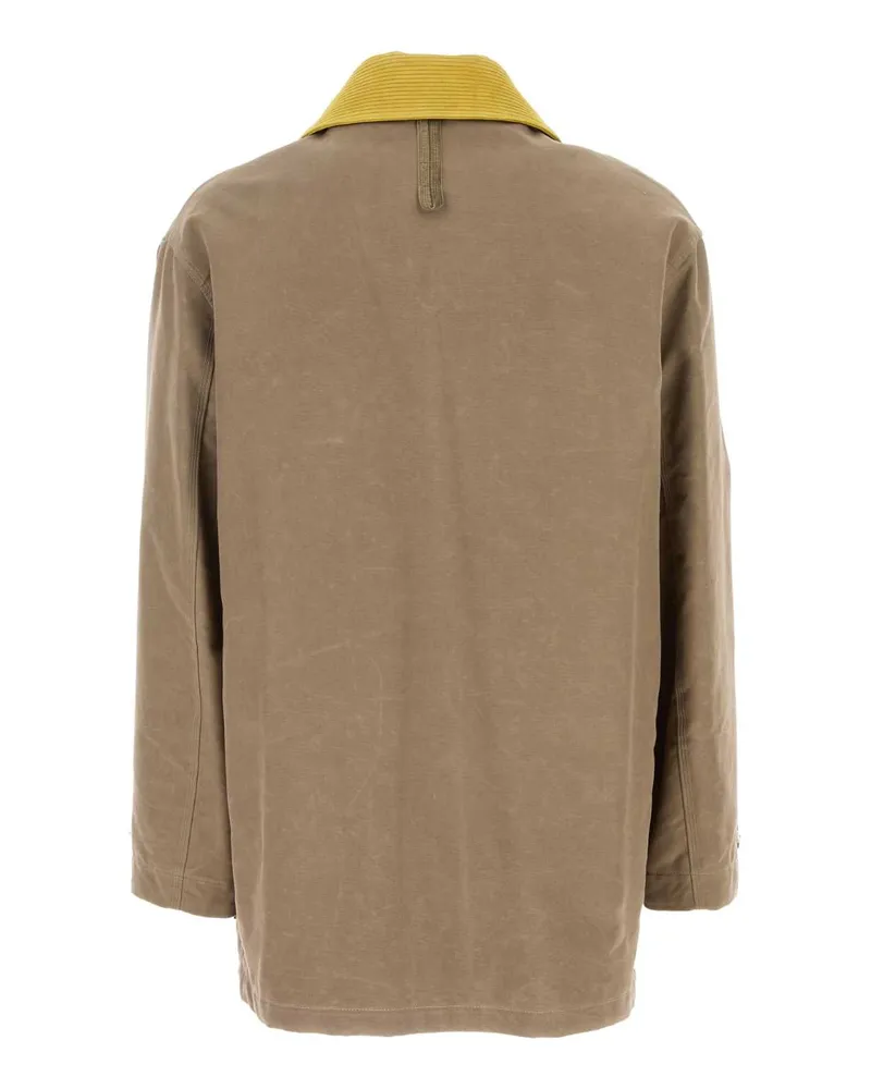 Fendi Men's Cappuccino Canvas Coat Beige Cappotti Beige