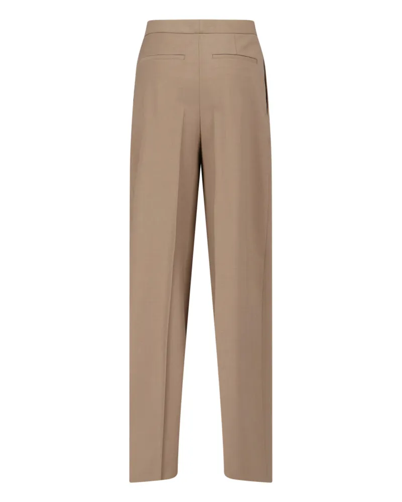 LARDINI Women's Trousers Brown Wool Beige