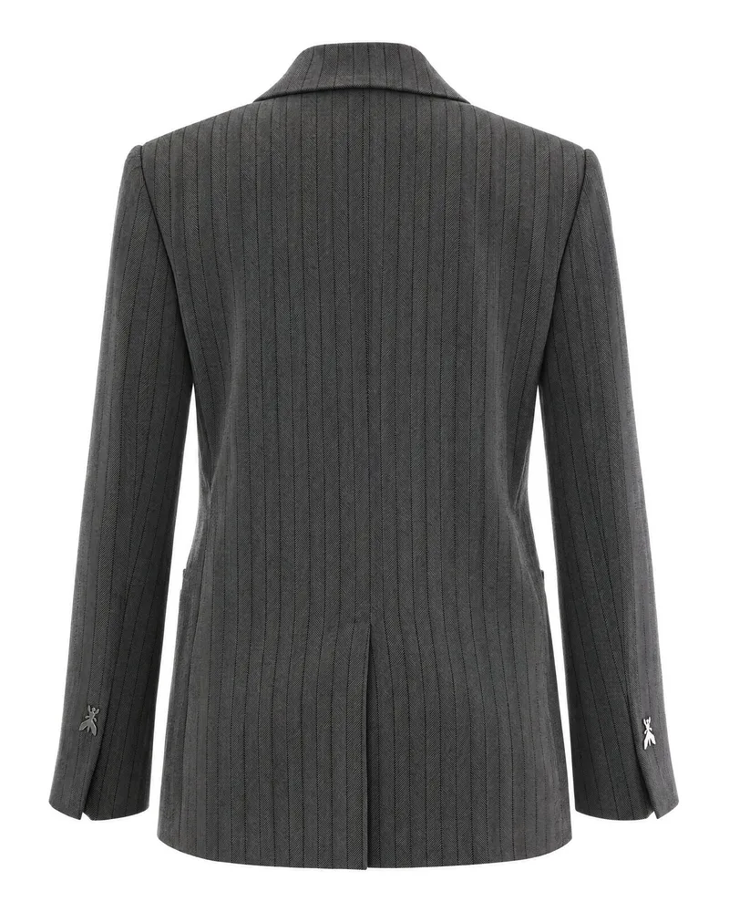 Patrizia Pepe Double-Breasted Herringbone Blazer — Gray Gray