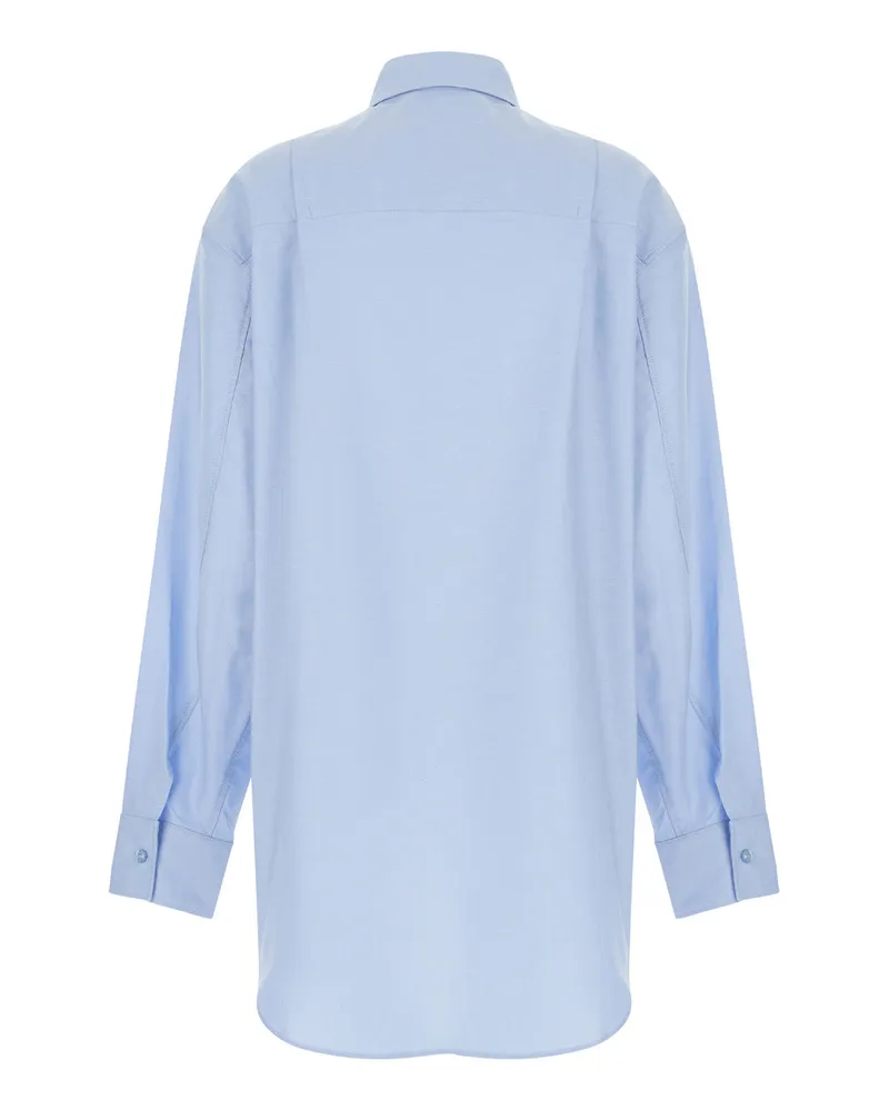ANDAMANE Women's Light Blue Cotton Blend Shirt With Buttons Blouses Blue