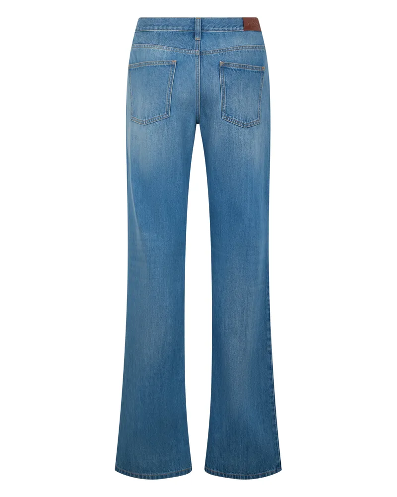 Gucci Women's Flared Denim Jeans, Blue Cotton Jeans Blue