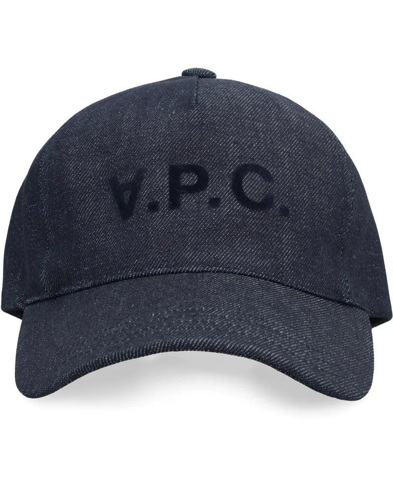 A.P.C. Men's Baseball Cap Denim Polyurethane Hat Navy