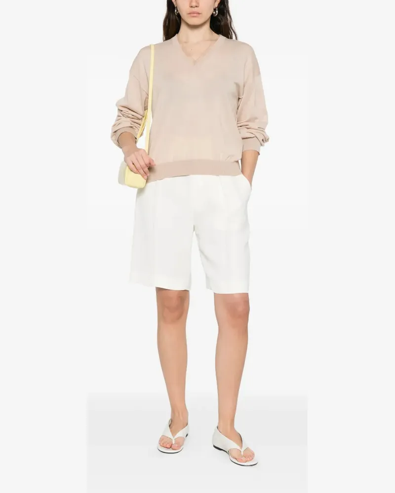 Fabiana Filippi Women's V-Neck Sweater Ss26 W Beige