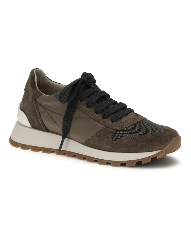 Brunello Cucinelli Women's Sneakers Active Brown Calf Leather Trainers Brown