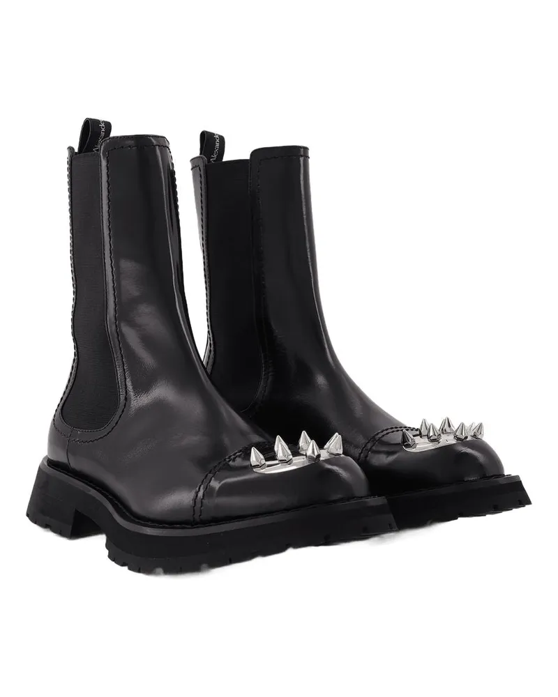Alexander McQueen Men's Ankle Boots With Studs Black Leather Shoes Black
