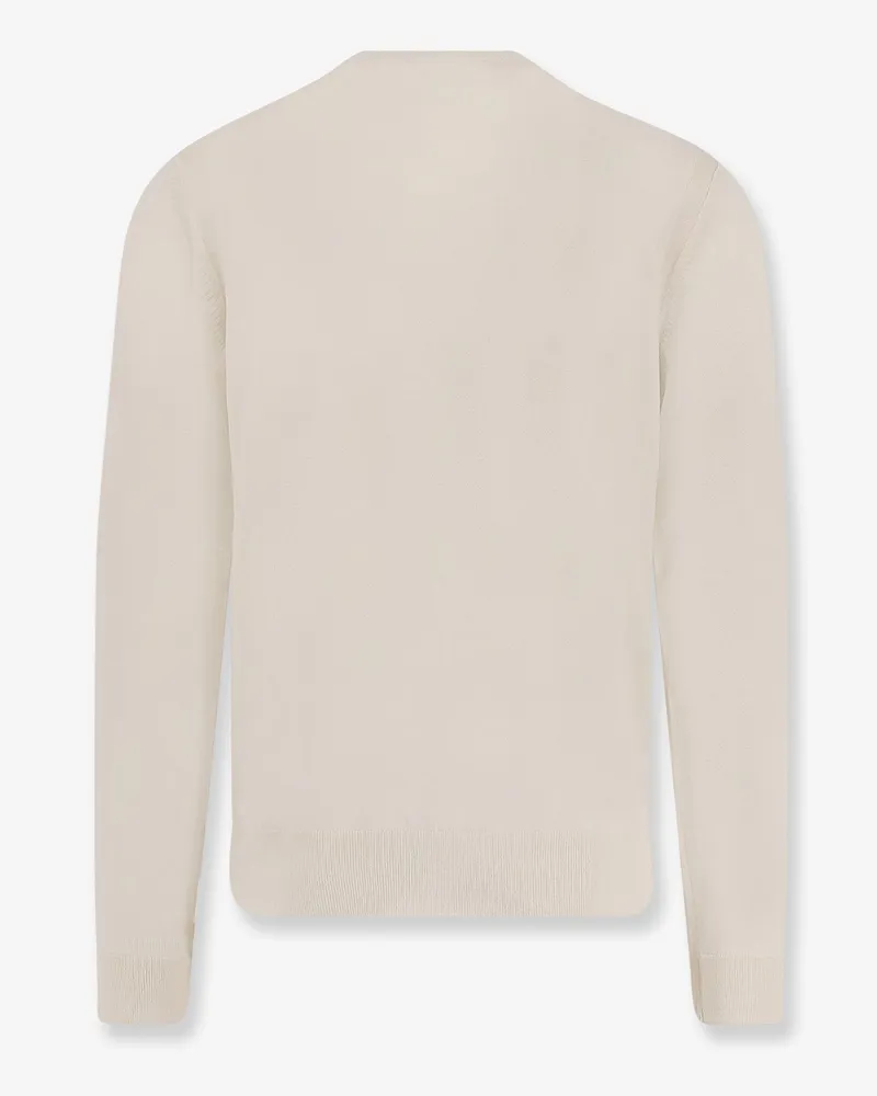 HUGO BOSS Men Crew-Neck Wool-Silk-Cashmere Sweater White Wool Silk Cashmere White