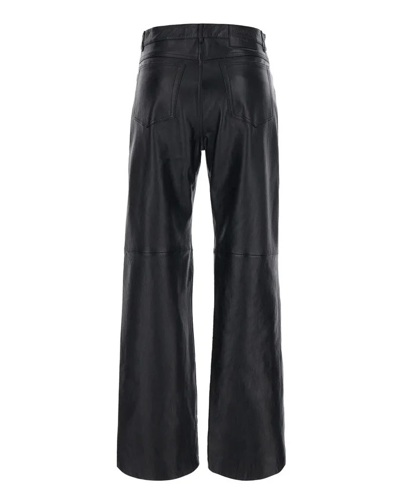 Max Mara Women's Trousers Pesca Black Leather Lamb Black