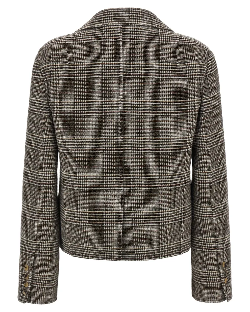 Ermanno Scervino Macro-Check Virgin Wool Blazer — Grey Grey