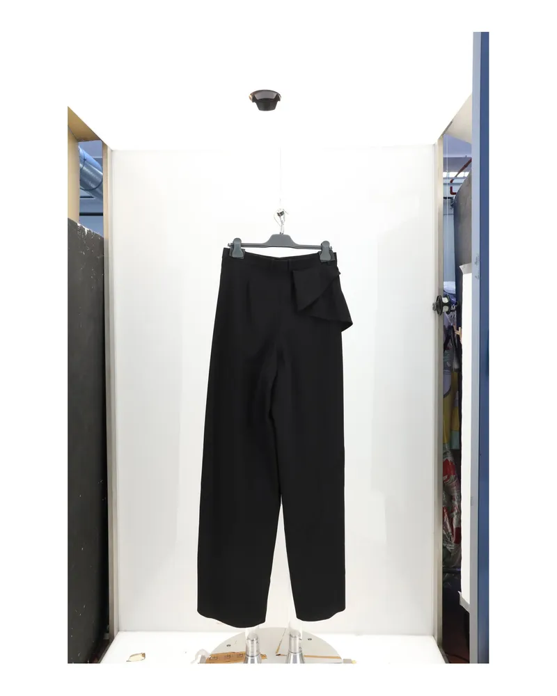 Dior Women's Trousers Ruffle Panta Black Fleece Wool (ovis Aries Black