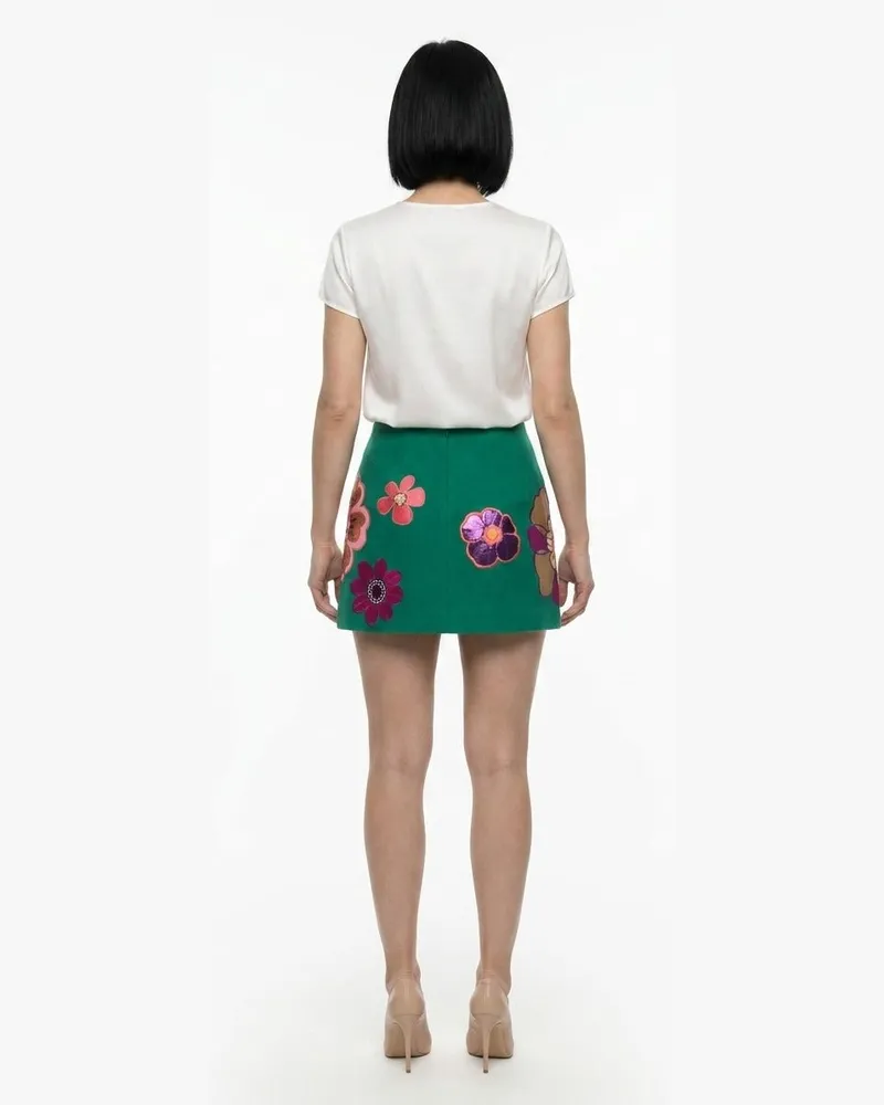 Dolce & Gabbana Floral-Embroidered Skirt — Green Green