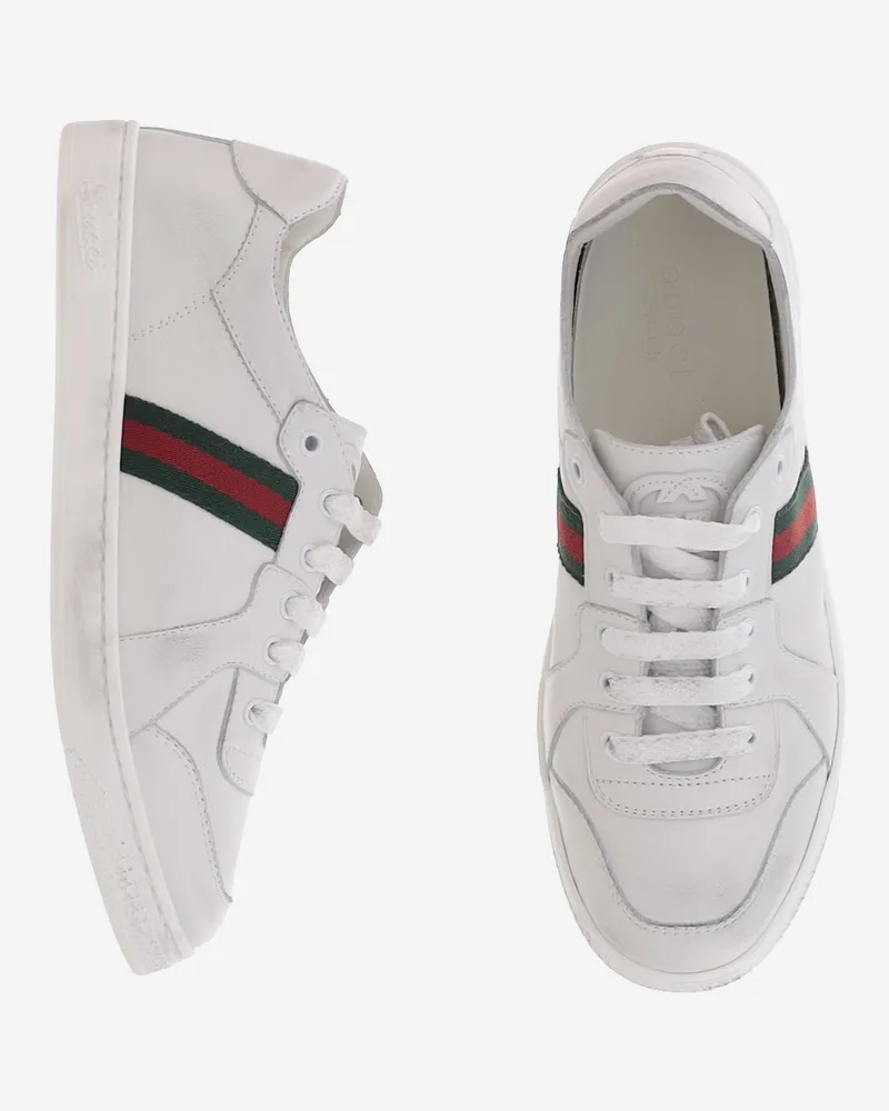 Gucci Boys' Sneakers Stretch Leather White Trainers White