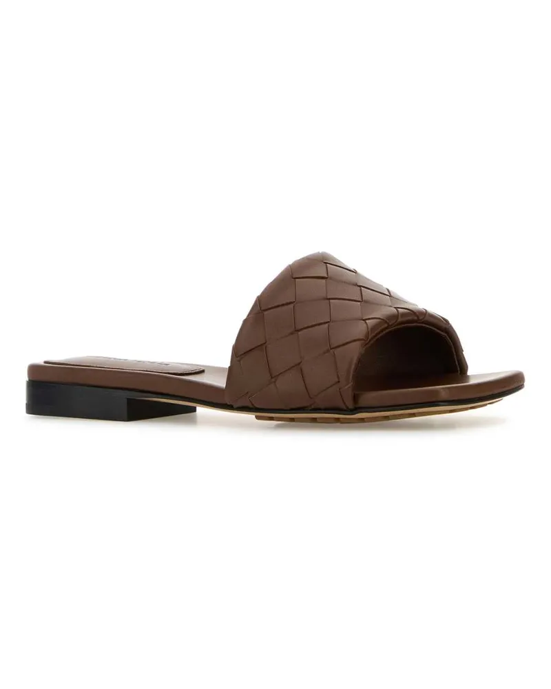 Bottega Veneta Women's Brown Leather Parco Slippers Darkleather Flat Shoes Brown