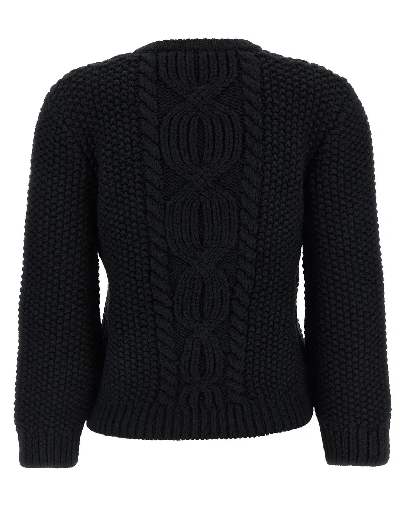 Saint Laurent Virgin Wool Cable-Knit Sweater — Black Black