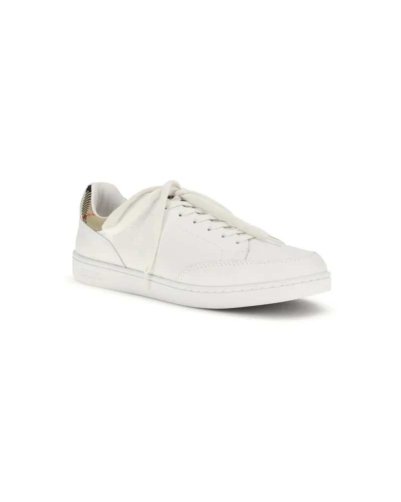 Burberry Men's White Calf Leather Bos Taurus Low Top Sneakers White