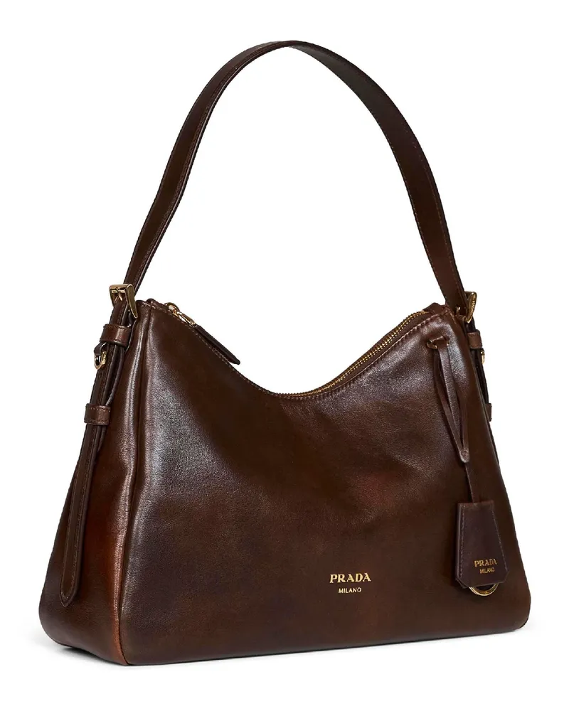 Prada Women's Handbag Explore Cocoa Brown Calf Leather Handbags Hand Bags Brown