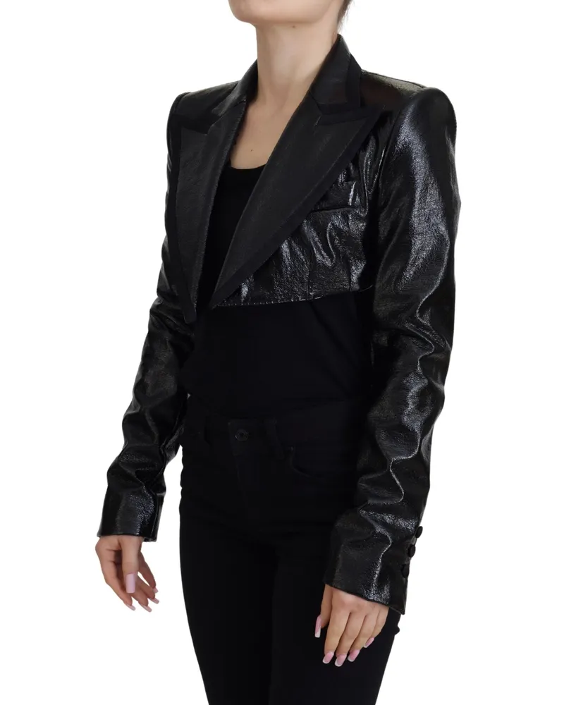 Dolce & Gabbana Women Black Long Sleeves Crop Blazer Cotton Jacket Clothing Black