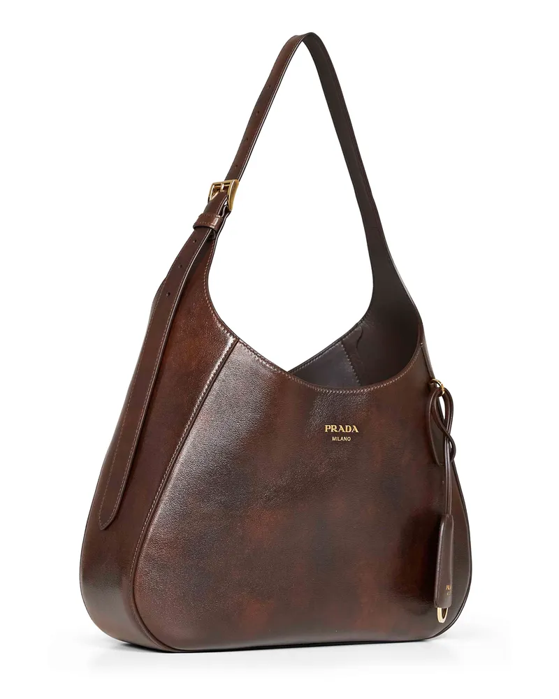 Prada Women's Shoulder Bag Boogie Cocoa Leather Brown Calf Handbags Hand Brown