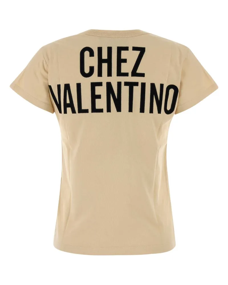 Valentino Garavani Women Cream Cotton T-Shirt Betullanero Exterior Beige