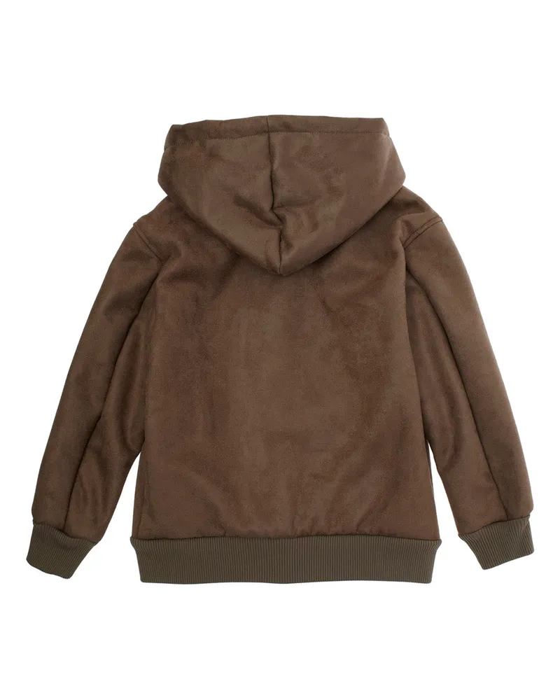 Emporio Armani Boys' Brown Jacket With Fixed Hood And Logo Embroidery Polyester Brown