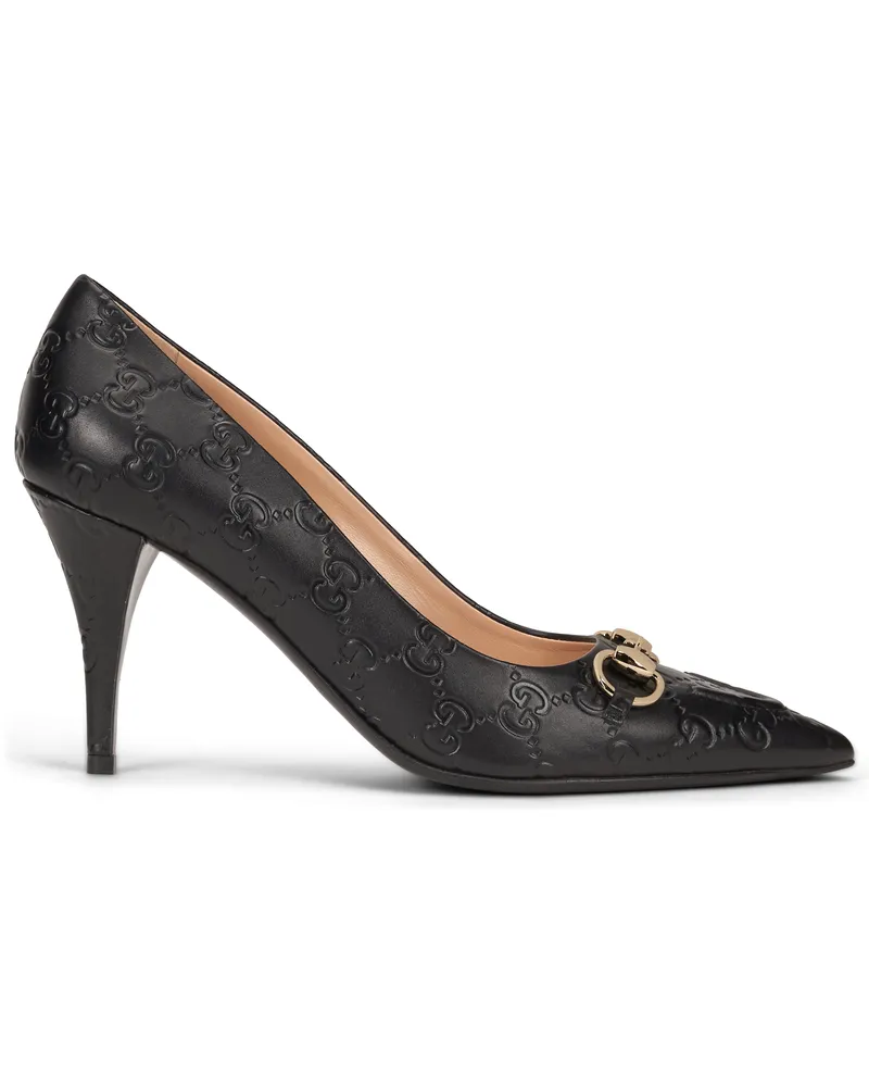 Gucci Women's Pumps Erin Black Leather Calf Skin High Heel Shoes Black