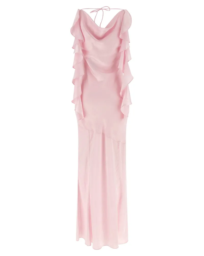 ROTATE Birger Christensen Maxi Waterfall Dress — Pink Pink
