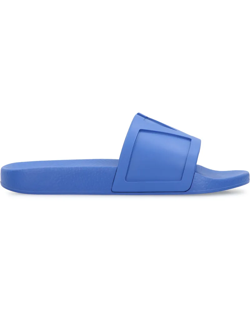 Valentino Garavani Men's Valentino Coolside Rubber Slides Blue Flip Flops Blue