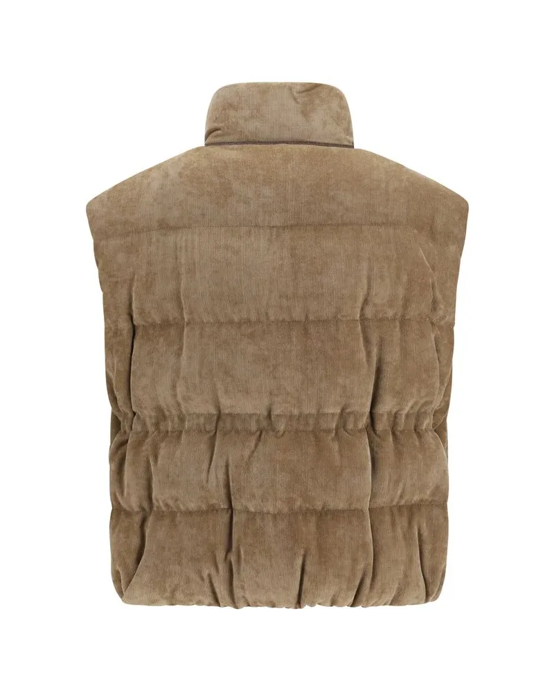 Brunello Cucinelli Viscose Padded Vest — Beige Beige