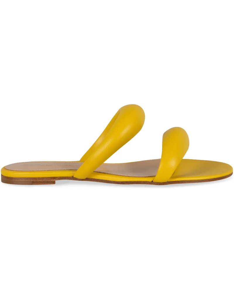 Gianvito Rossi Women's Yellow Leather Slides Goatskin Sandal Yellow