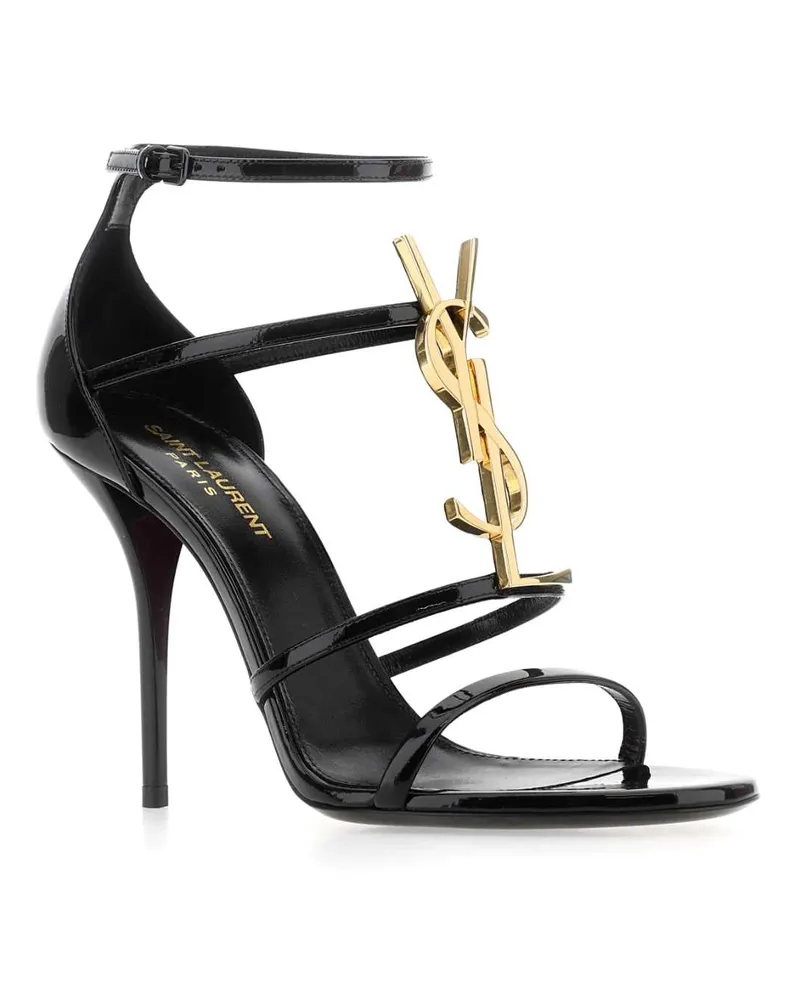Saint Laurent Women's Black Leather Cassandra Sandals 1000 Sandali Black