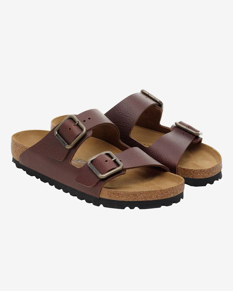Birkenstock Unisex Sandals Arizona Wire Buckle Brown Leather Slippers Flat Shoes Brown