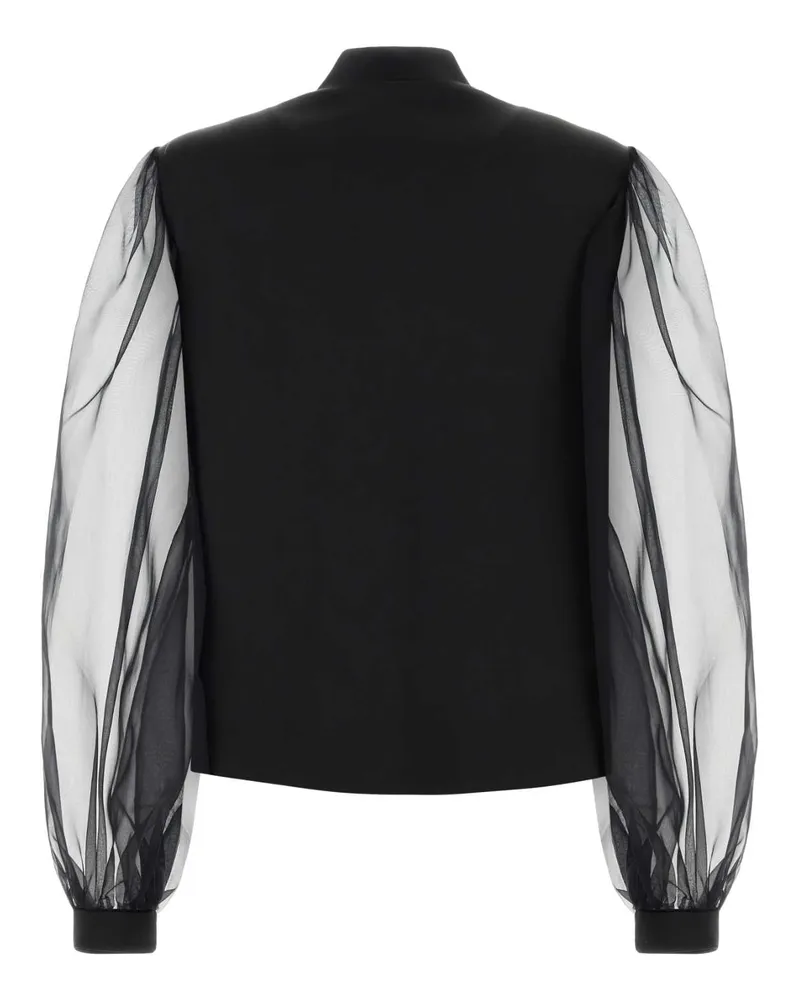 Giorgio Armani Sheer Puffed Sleeves Jacket — Black Black