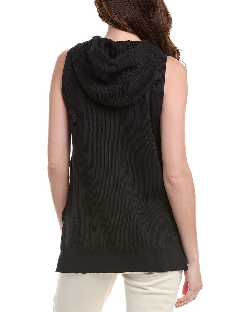 Brunello Cucinelli Ribbed Cotton Hoodie — Black Black