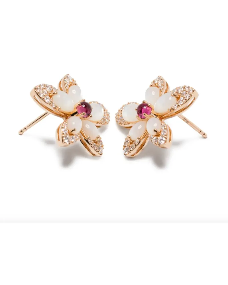 Roberto Coin Women's 18kt Rose Gold Tiare Ruby Earrings Continuty Rose