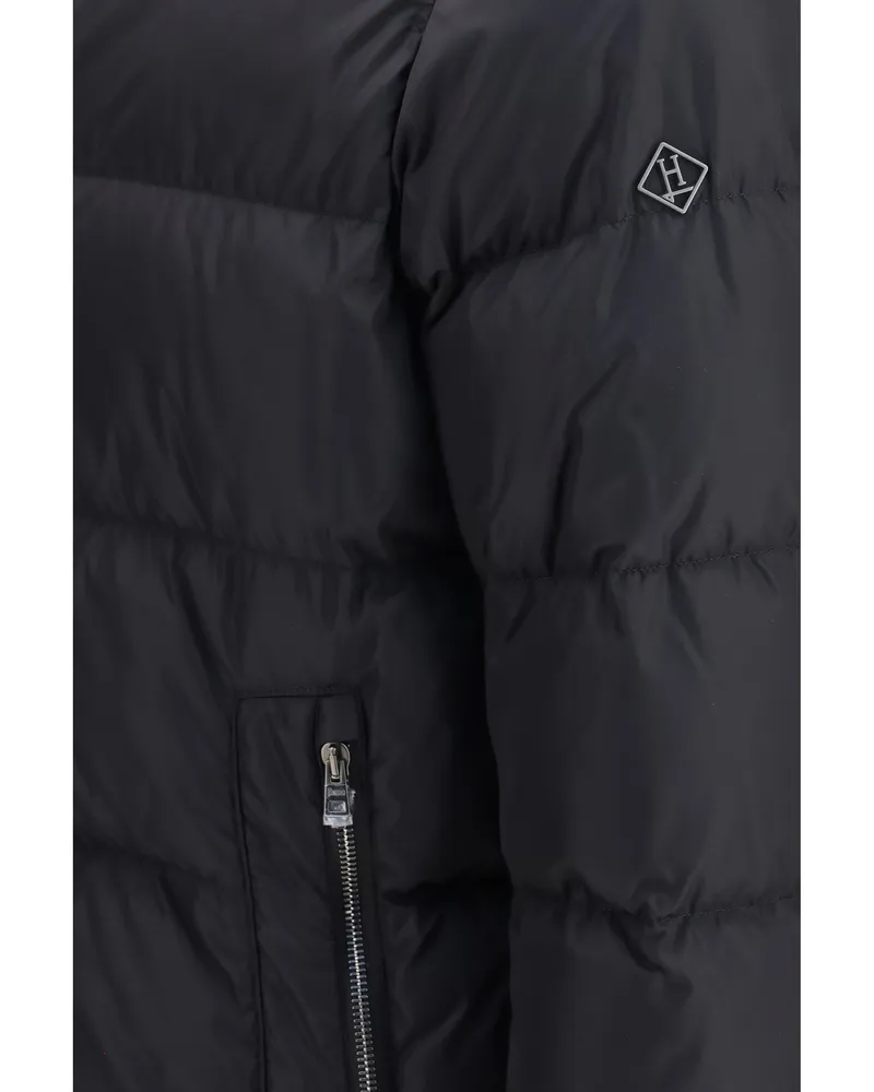 Herno Quilted Hooded Down Down Jacket — Black Black