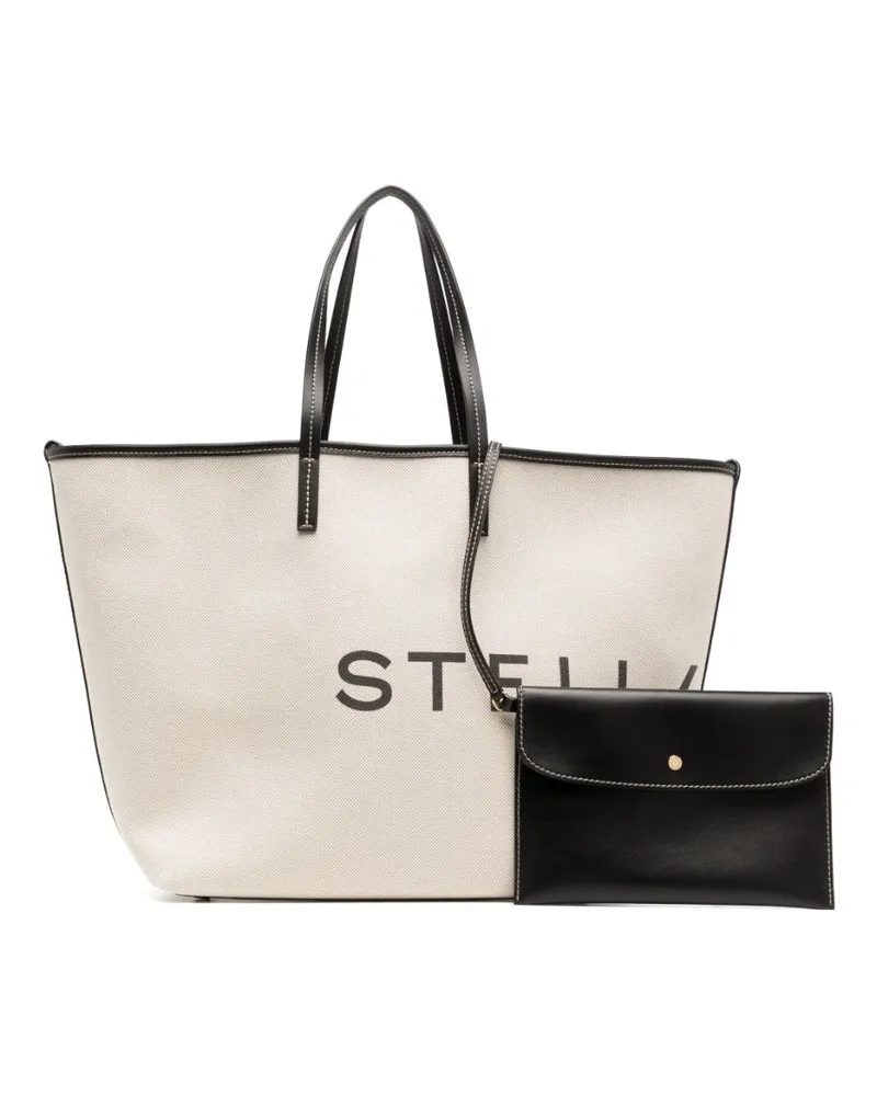 Stella McCartney Logo-Print Canvas Tote Bag — Ecru Ecru