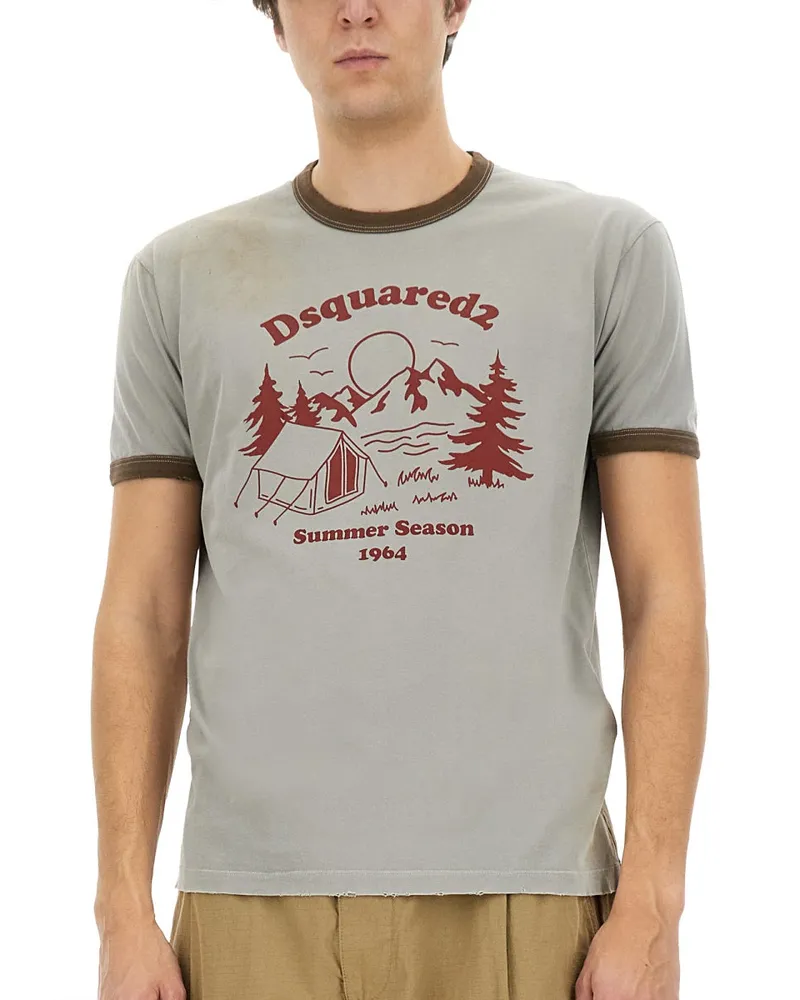 Dsquared2 Cotton Print T-Shirt — Gray Gray