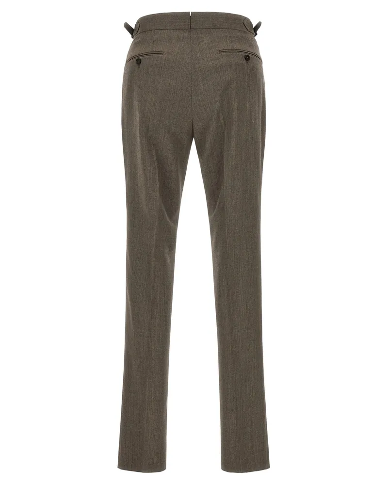 Pal Zileri Wool Blend Tailored Trousers — Taupe Taupe