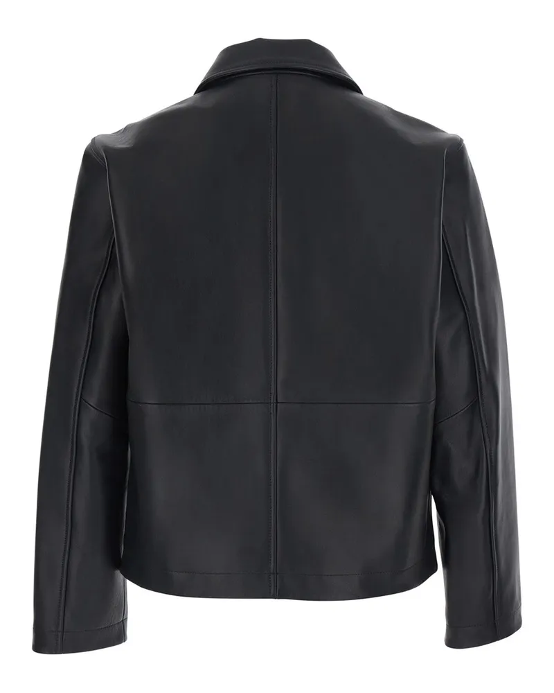 Sunflower Men's Short Leather Jacket Black Coat Black