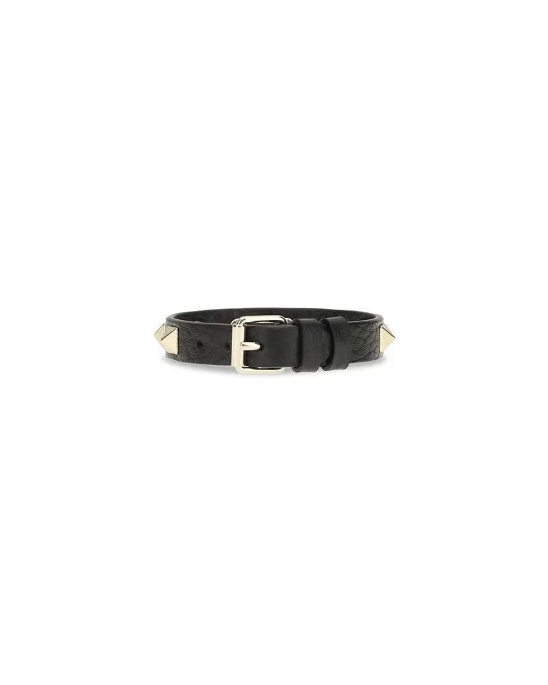 Valentino Garavani Women's Black Calf Leather Bos Taurus Bracelet Black