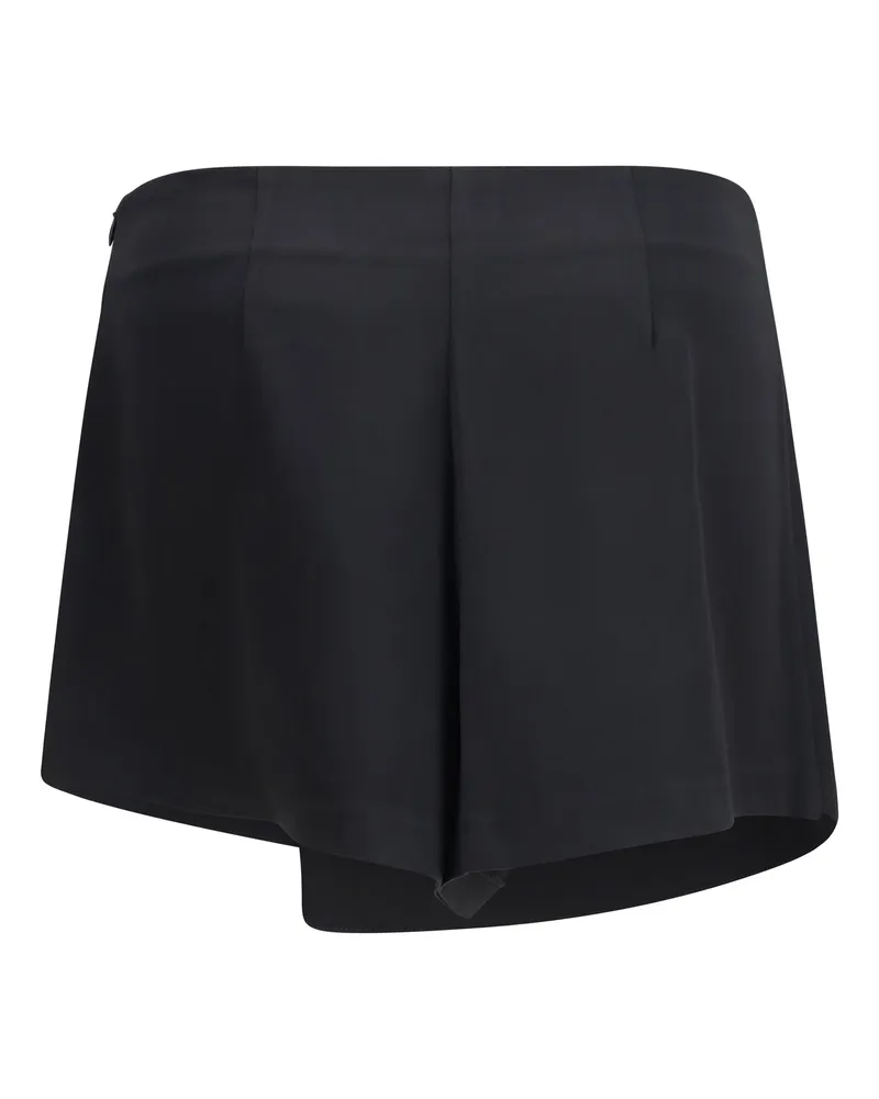 GCDS Women's Satin Mini Skirt-Shorts With Logo Trim Black-Black Polyester Black/black Black