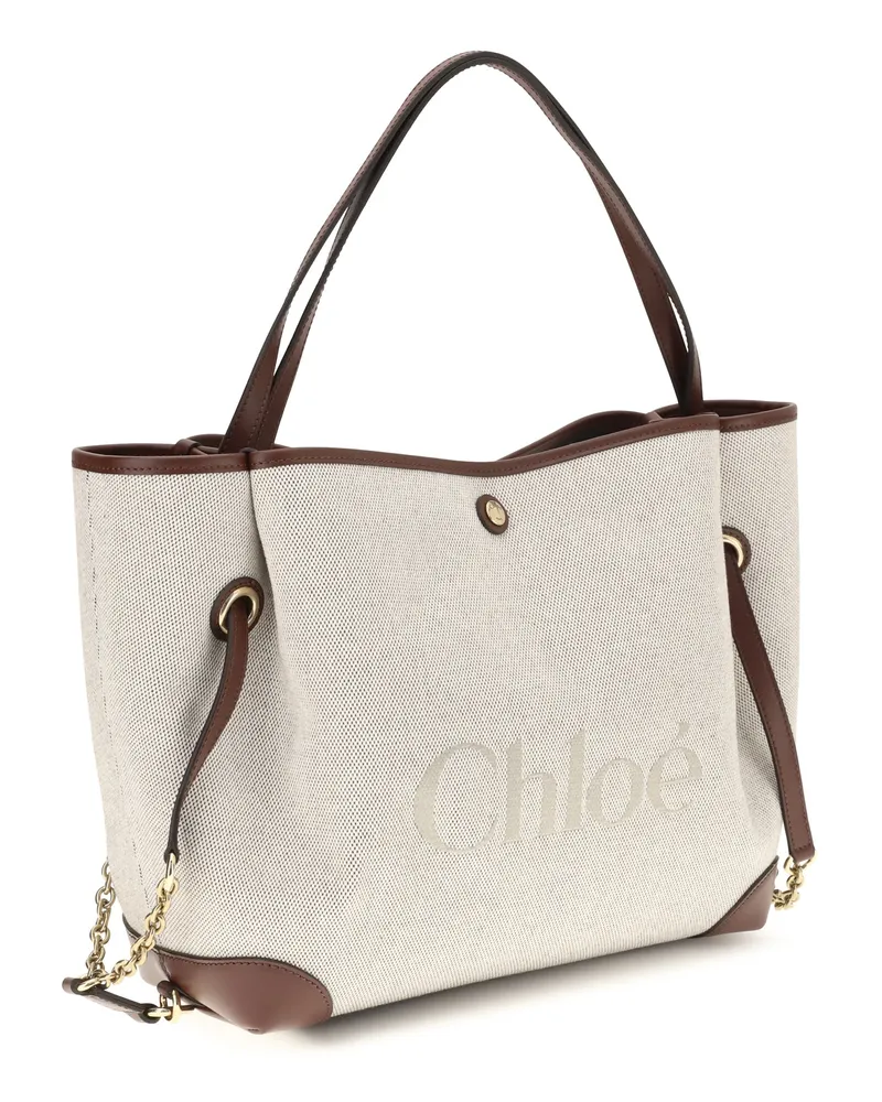 Chloé Women's Tote Bag Clover Canvas Crafty Brown Cotton Shoulder Brown