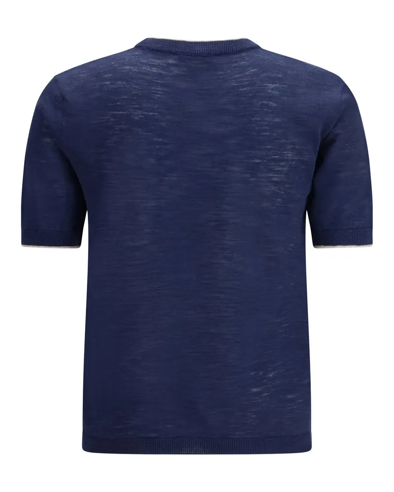 Brooksfield Men's Short-Sleeved Linen Blend Shirt Indigo Linen; Polyester T-Shirts And Polos Navy