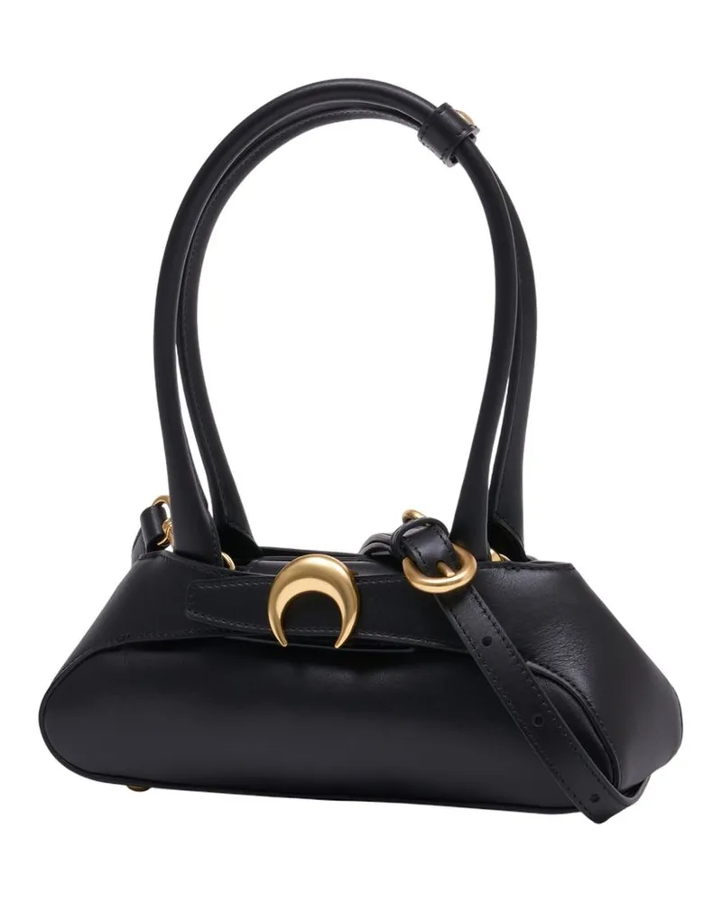 Marine Serre Aurora Leather Shoulder Bag — Black Black